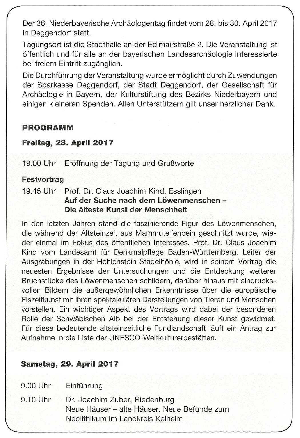 36. Niederbayerischer Archäologentag
